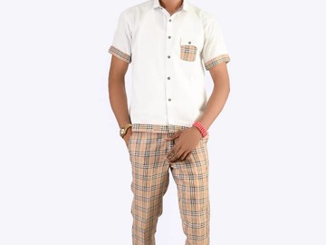 Products: Checkered Smart Casual Short Sleeves Shirt White and Brown 