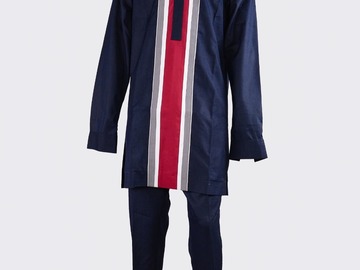 Products: Senator Kaftan Navy Blue with White and Red Design
