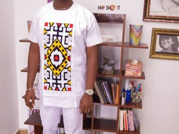 Products: Wakanda prints  on White short sleeve Senator Men's Wear. 