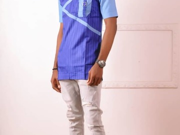 Products: 2-Shade Blue African Men's Top