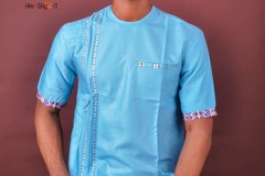 Products: Blue Patterned African Men's Top 