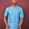 Products: Blue Patterned African Men's Top 