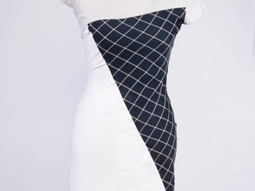 Products: Plain white with black & white check combo dress