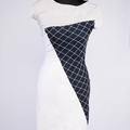 Products: Plain white with black & white check combo dress